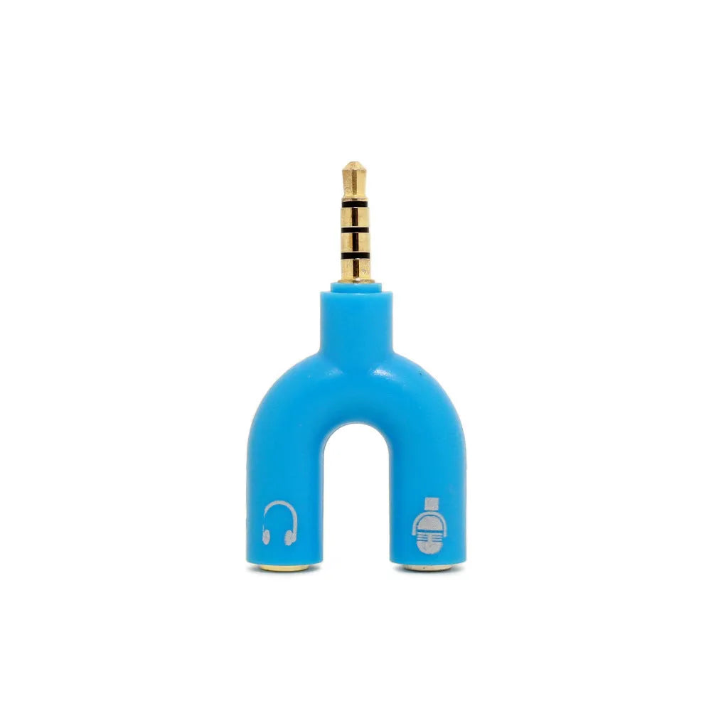 3.5mm audio splitter adapter in six colours with gold-plated connections