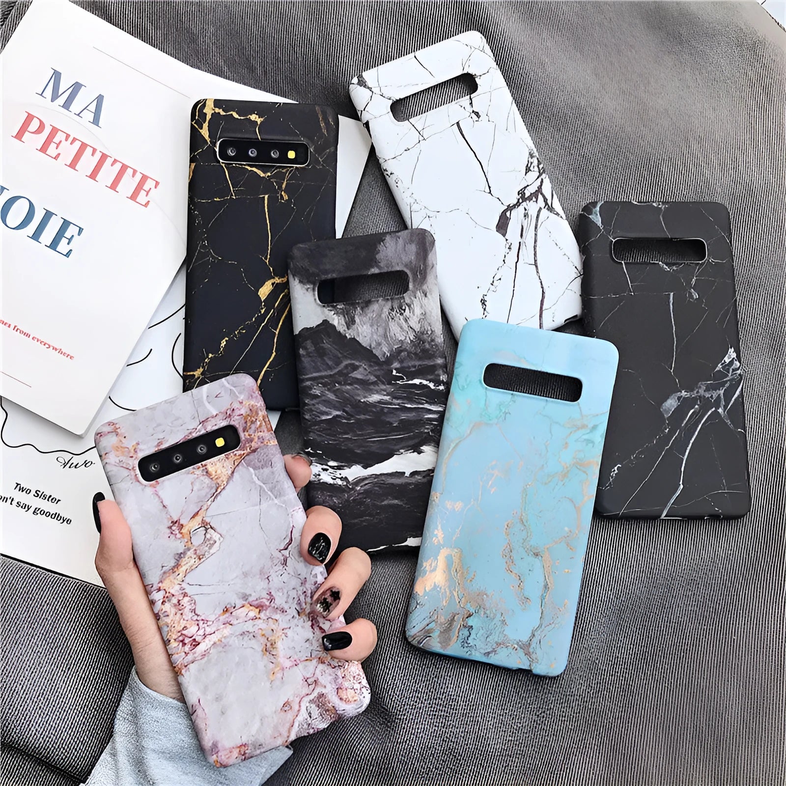 Samsung marble pattern phone case made from polycarbonate with six colour options