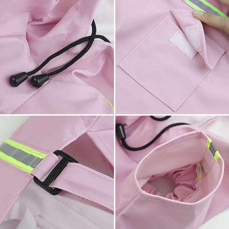 Windproof and rainproof PU pet raincoat for dogs and cats in blue, sizes S to 5XL