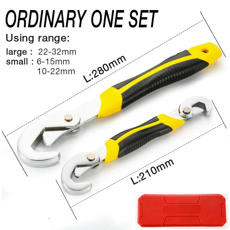 2pcs adjustable repair socket wrench set, 6-32mm, CR-V chrome vanadium steel, polished chrome finish