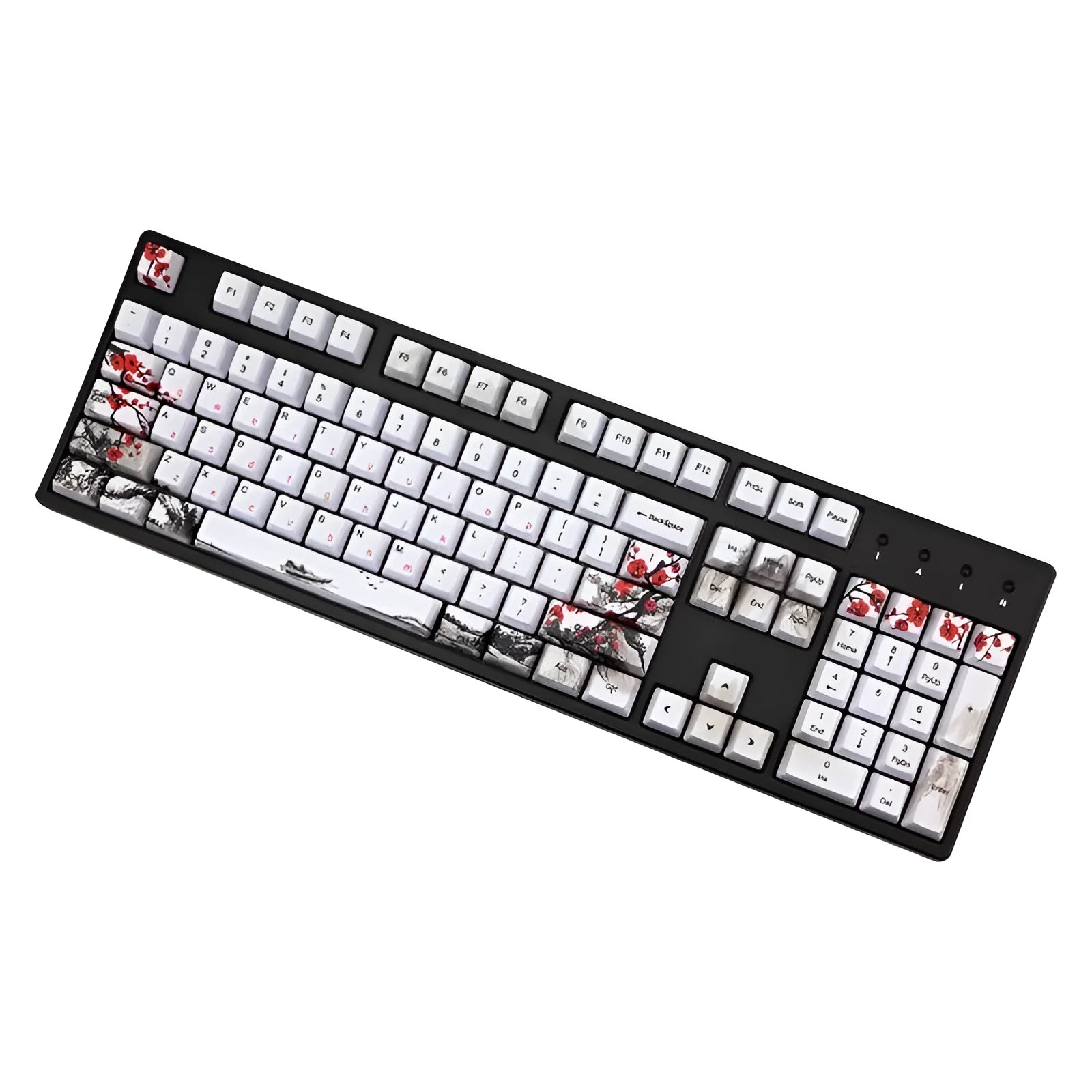PBT Wangjiang plum 109-key keycap set with five-sided sublimation, OEM height, in Japanese layout on a mechanical keyboard