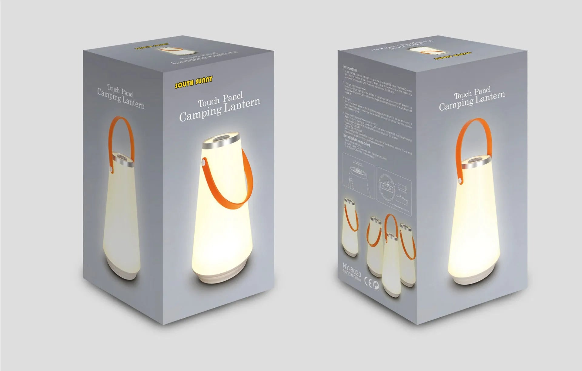 White rechargeable LED bedside lamp with adjustable brightness on wooden table