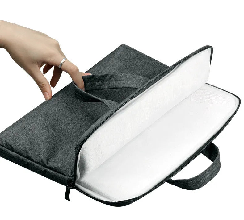 Ant cloth laptop sleeve for MacBook Air Pro with soft handle, available in Apple Gray, on a plain background