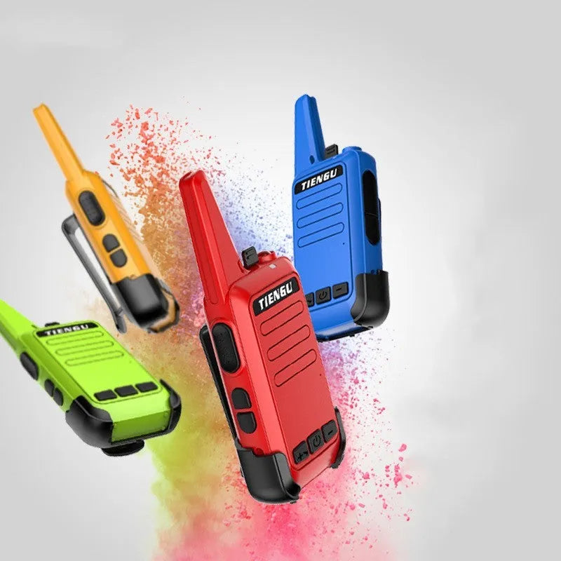 TIENGU black wireless handheld radio intercom with LED flashlight and portable back clip