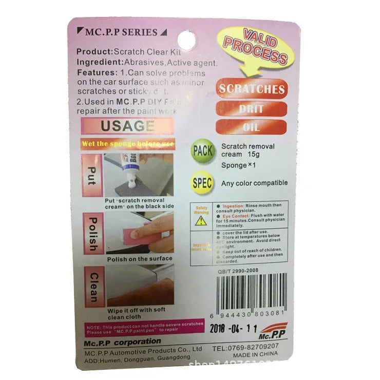 Car scratch repair abrasive sheet, 14 x 9 cm, for paint touch-up preparation