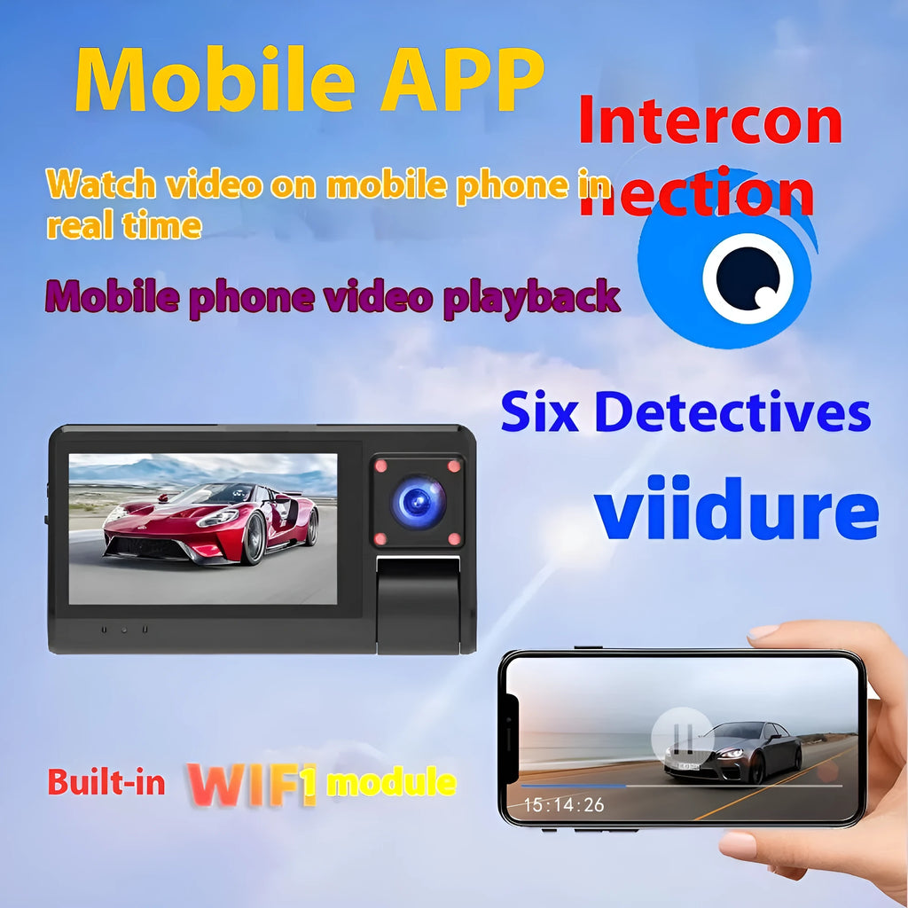 Black G50 driving recorder with 3-inch touchscreen display for front windshield mounting
