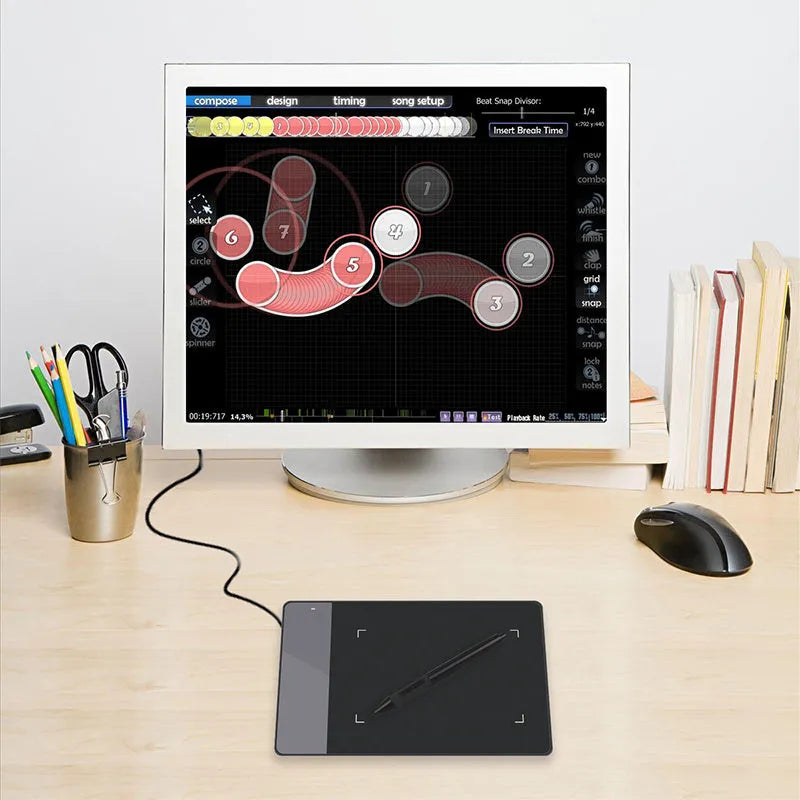 HUION 420 black electronic drawing board with USB connection, 4 x 2.23 inch work area and 2048 pressure levels