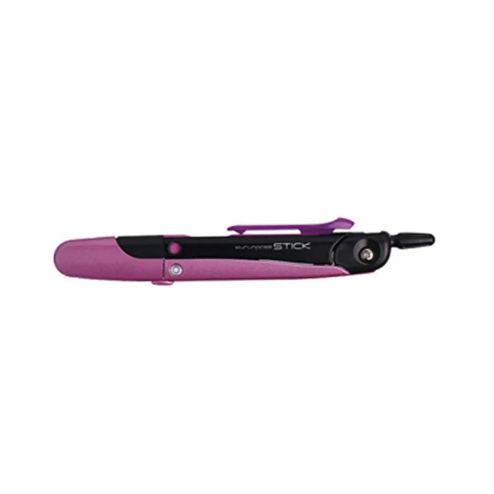 Automatic pen with protective compass cover in blue, pink, gold, grey, and red colours showing 122mm compact design