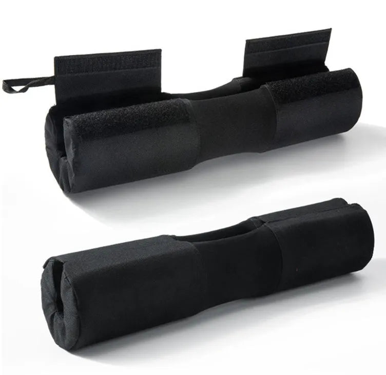 Black 45cm polyester barbell sponge cover for shoulder and neck cushioning during weightlifting and squats
