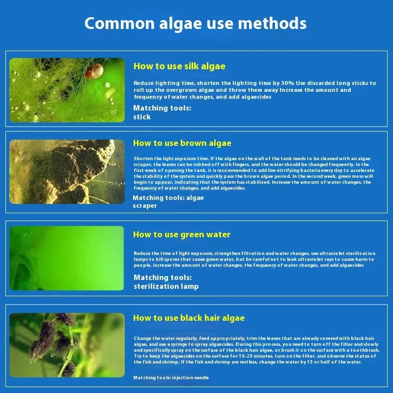 Ecological algae removal king liquid algaecide bottle for fish tanks and ponds in 300ml, 700ml, 1100ml sizes