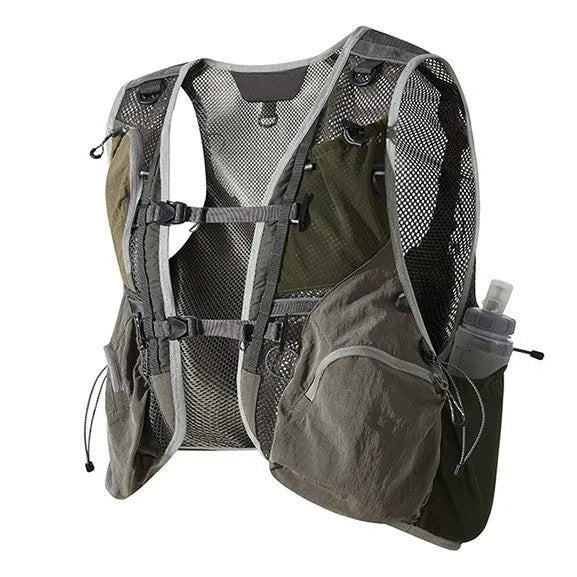 Men's gray green functional pocket cotton vest, lightweight loose fit waistcoat with front pockets