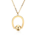 Adjustable stainless steel necklace with geometric pendant on a cross chain, shown in gold colour.
