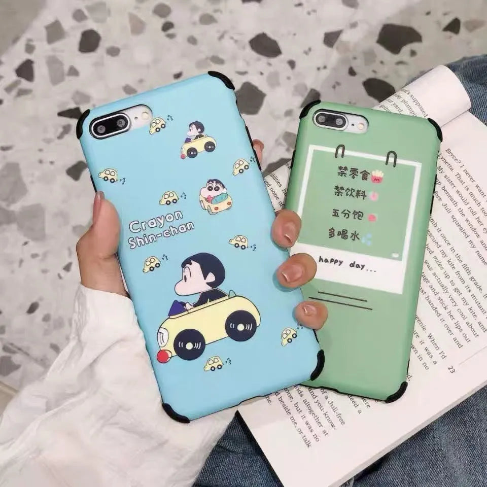 Compatible Apple iPhone cartoon frosted TPU phone case back cover solid colour