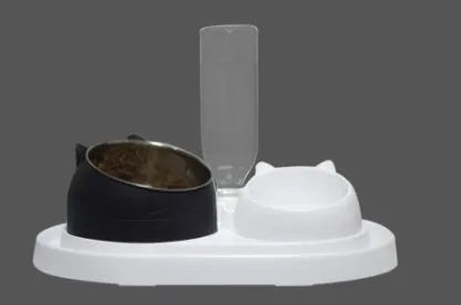 Raised cat food bowl with 304 stainless steel inner bowl, food-grade PC body, 200ml capacity, colour options