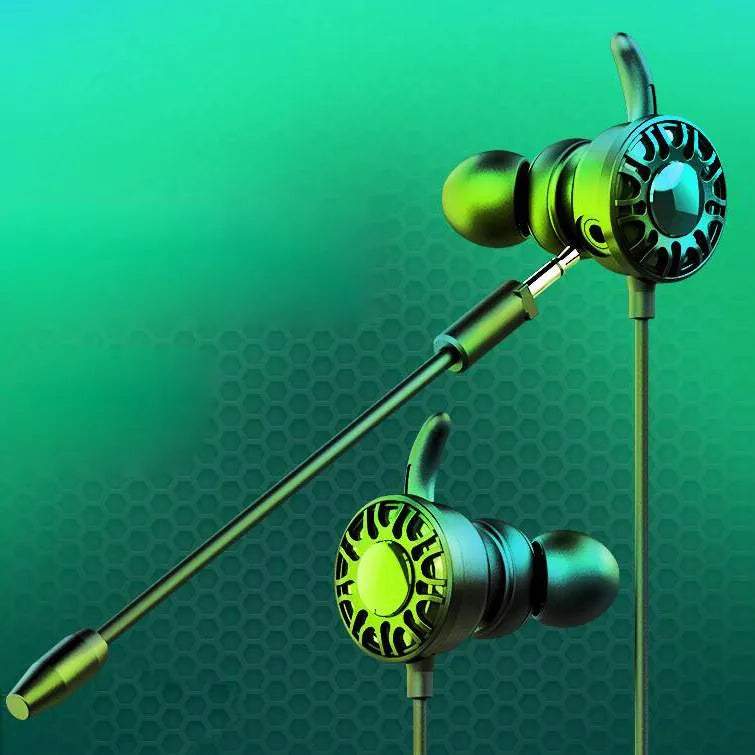 Wired in-ear gaming headset with silicone earplugs and 3.5mm L-shaped plug