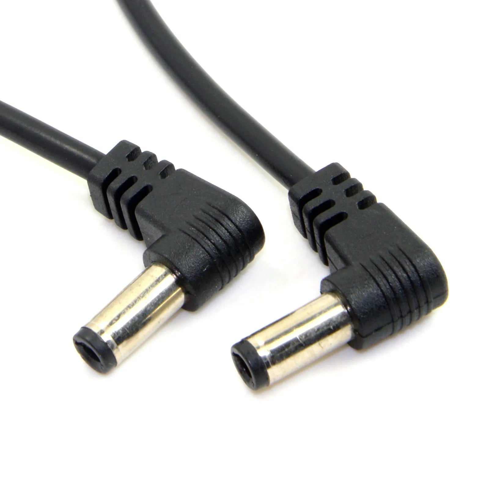 Black 90-degree double bend DC power extension cable 60cm long with copper wire and tuning fork port