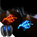 Car HD rechargeable wireless door welcome light with blue horse design mounted on vehicle door