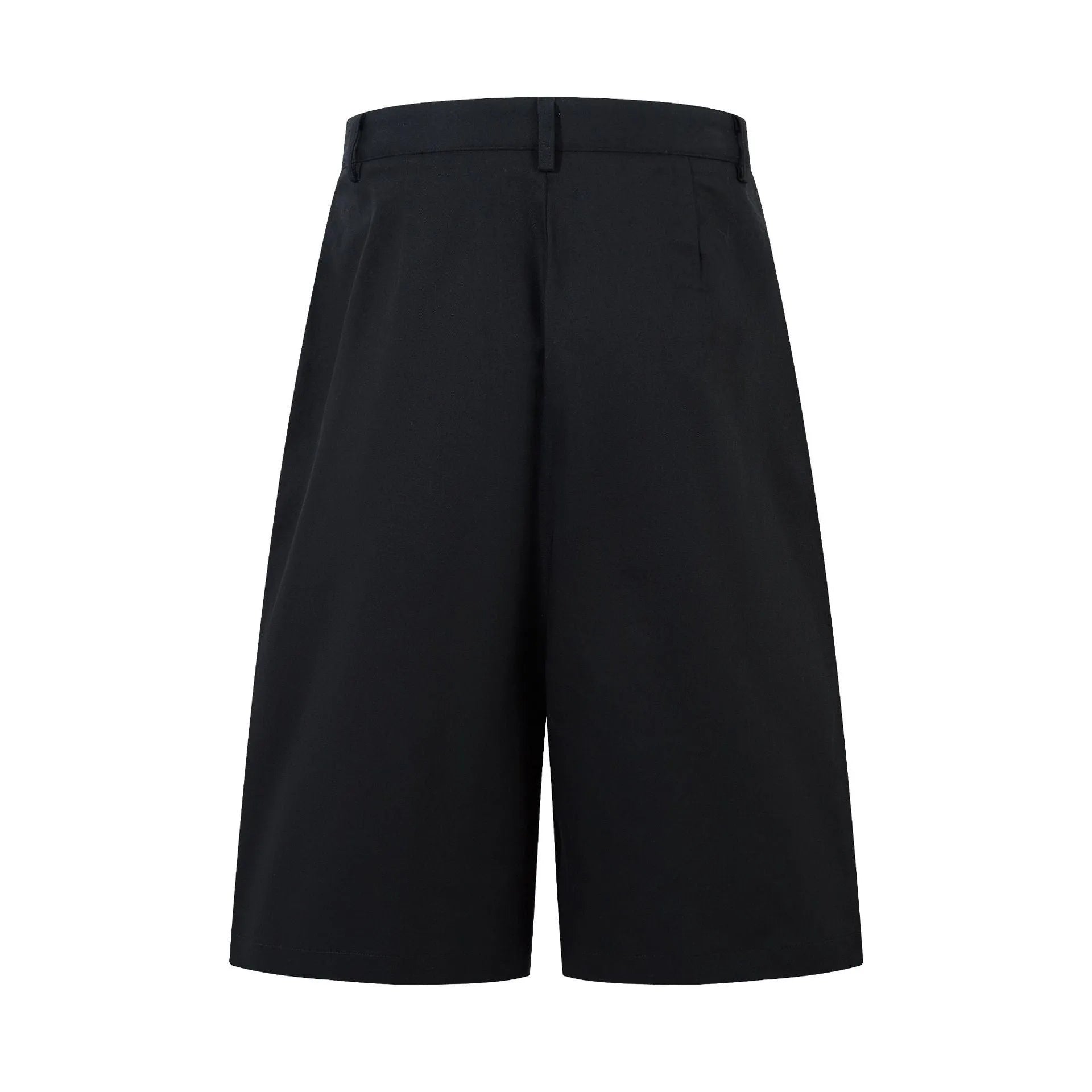Retro wide leg straight denim middle pants in black and green colour options showing loose fit and fifth pants length