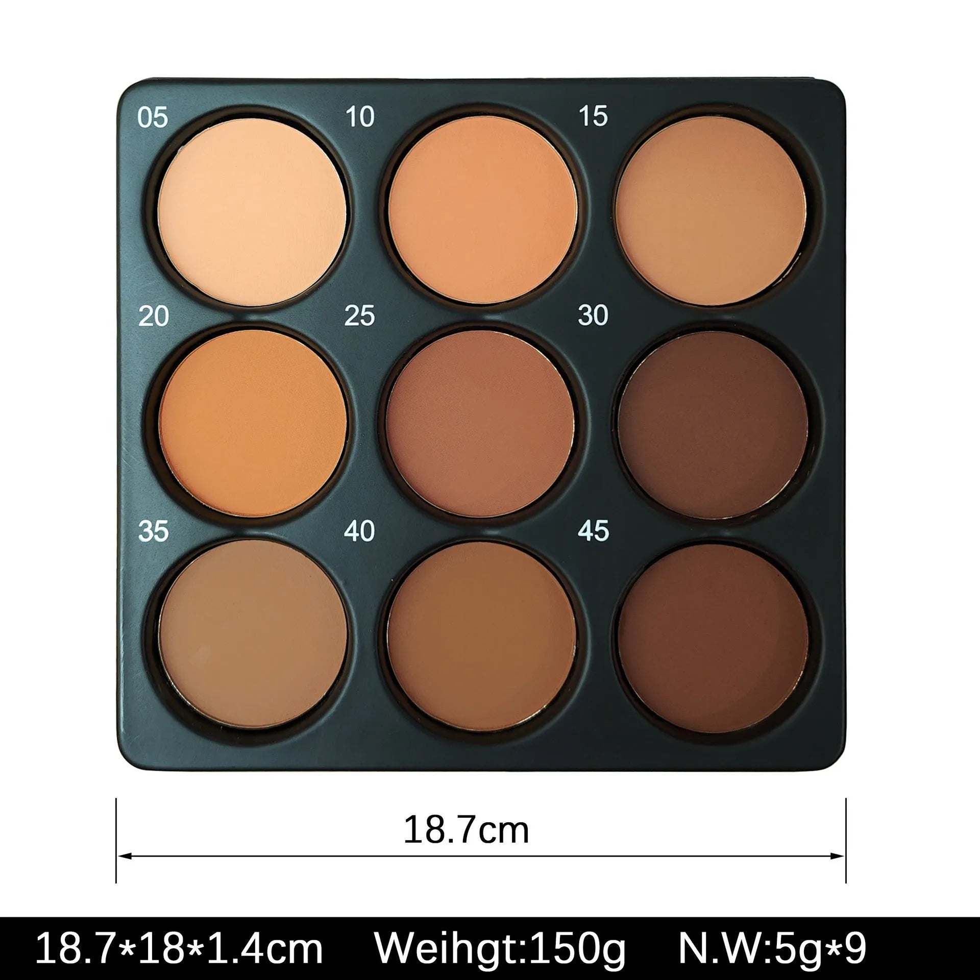 Dark matte makeup palette with nine waterproof shades for punk and fashion styles