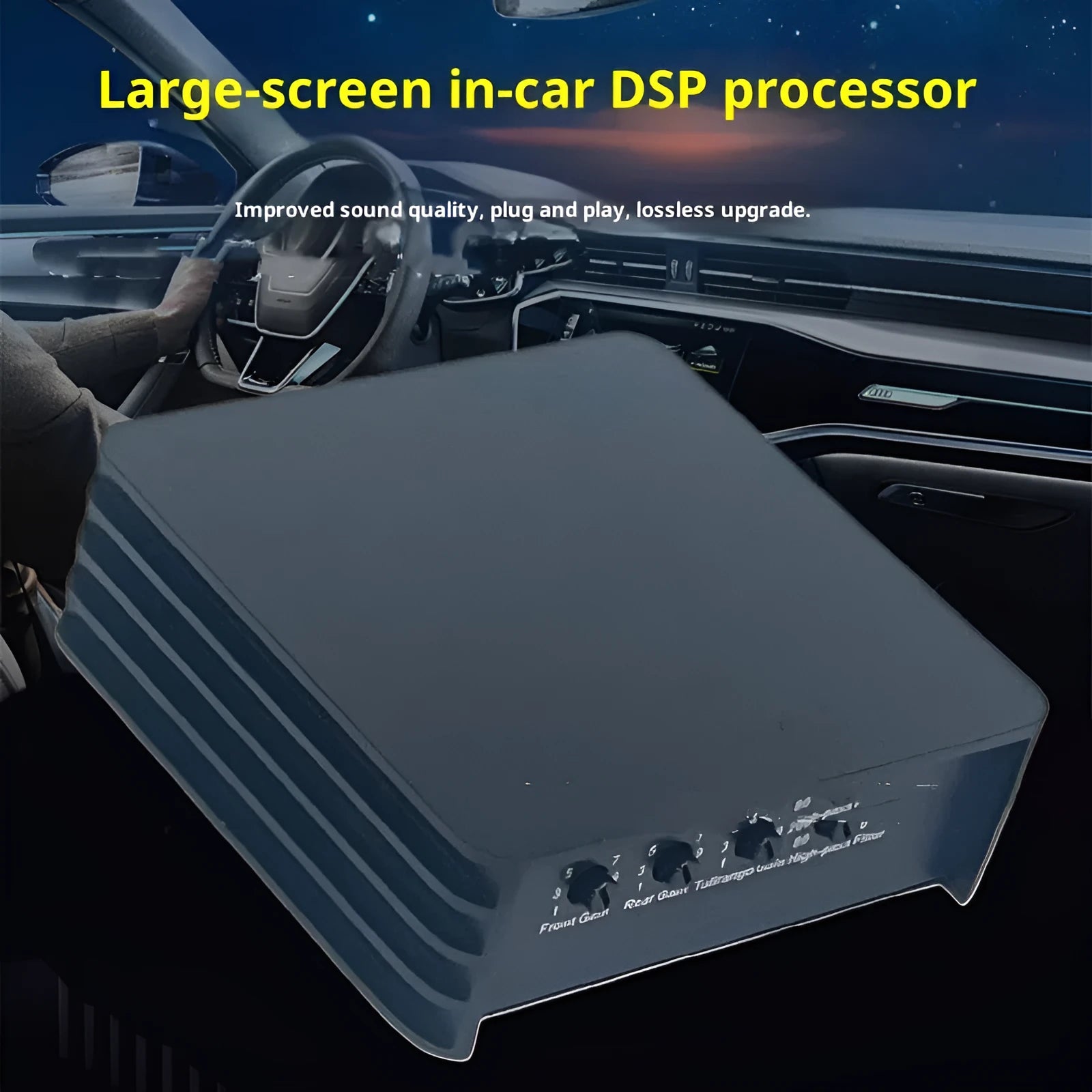 Black car modification lossless DSP amplifier audio processor 8x75W 12V compact size 12x12x4cm