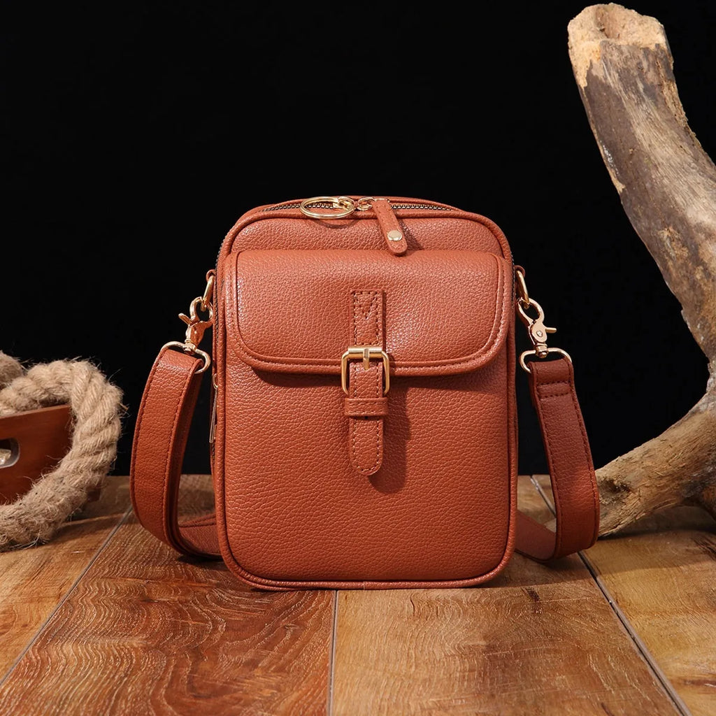 Unisex vintage large capacity PU messenger bag with retro brown finish and 10 card inserts