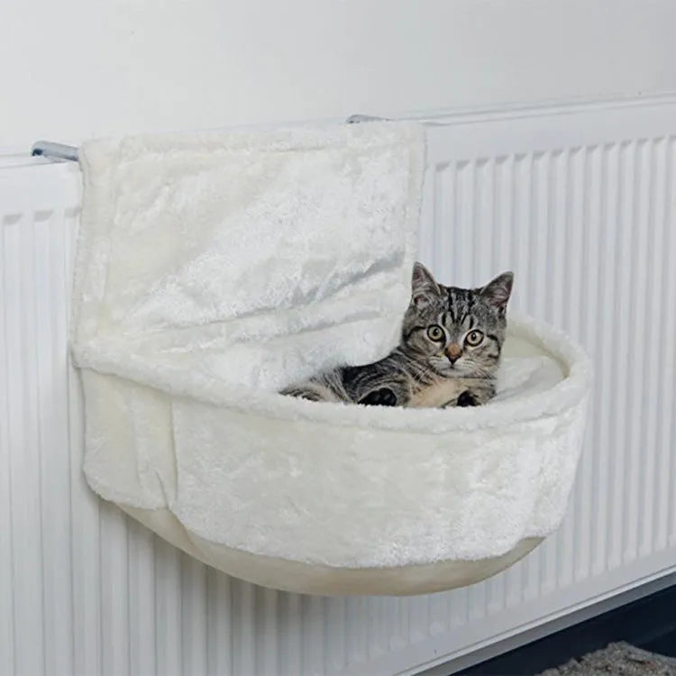 Iron frame cat hammock bed in beige iron fleece cloth for pet cage use