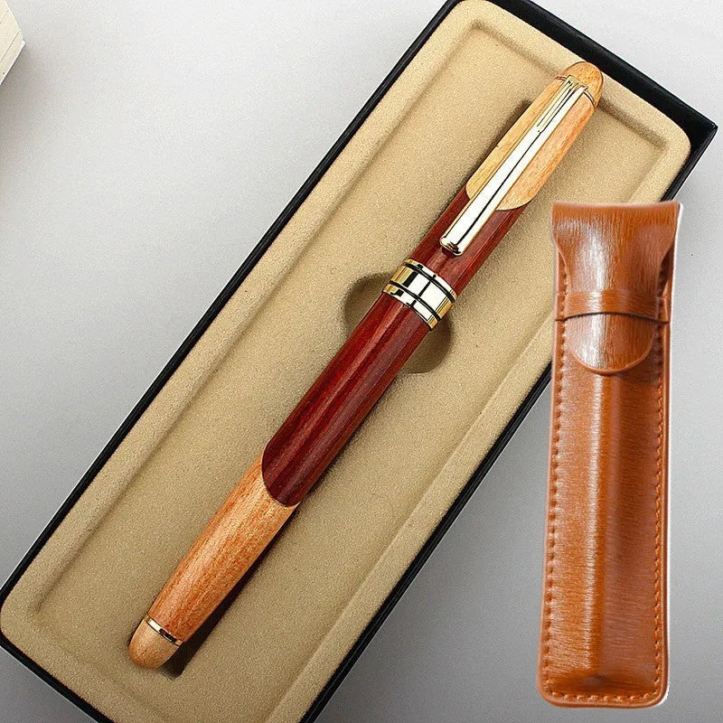 Wooden pen with metal barrel presented with a gift bag for office and finance professionals
