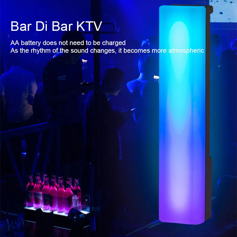 3D RGB desktop ambiance lamp with voice-activated rhythm lighting in black or white shell.