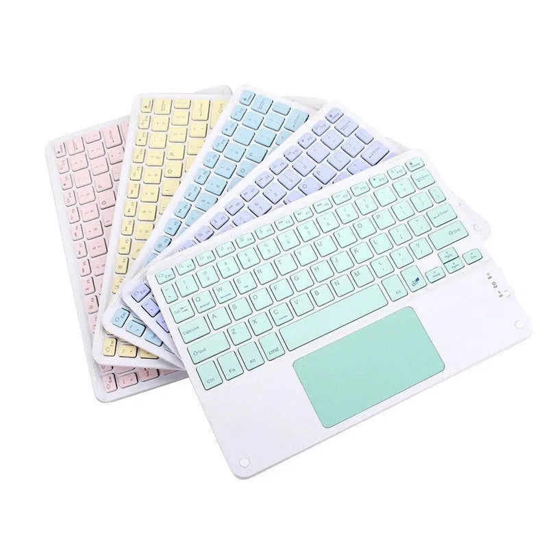 Bluetooth keyboard with touch pad, 10 inch, rechargeable, plastic, multiple colours available