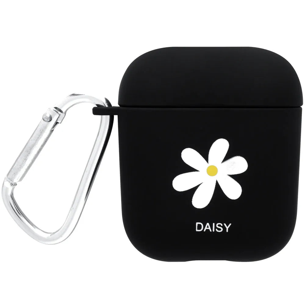 PC material wireless headset back cover compatible with Apple AirPods in black or pink with decorative patterns