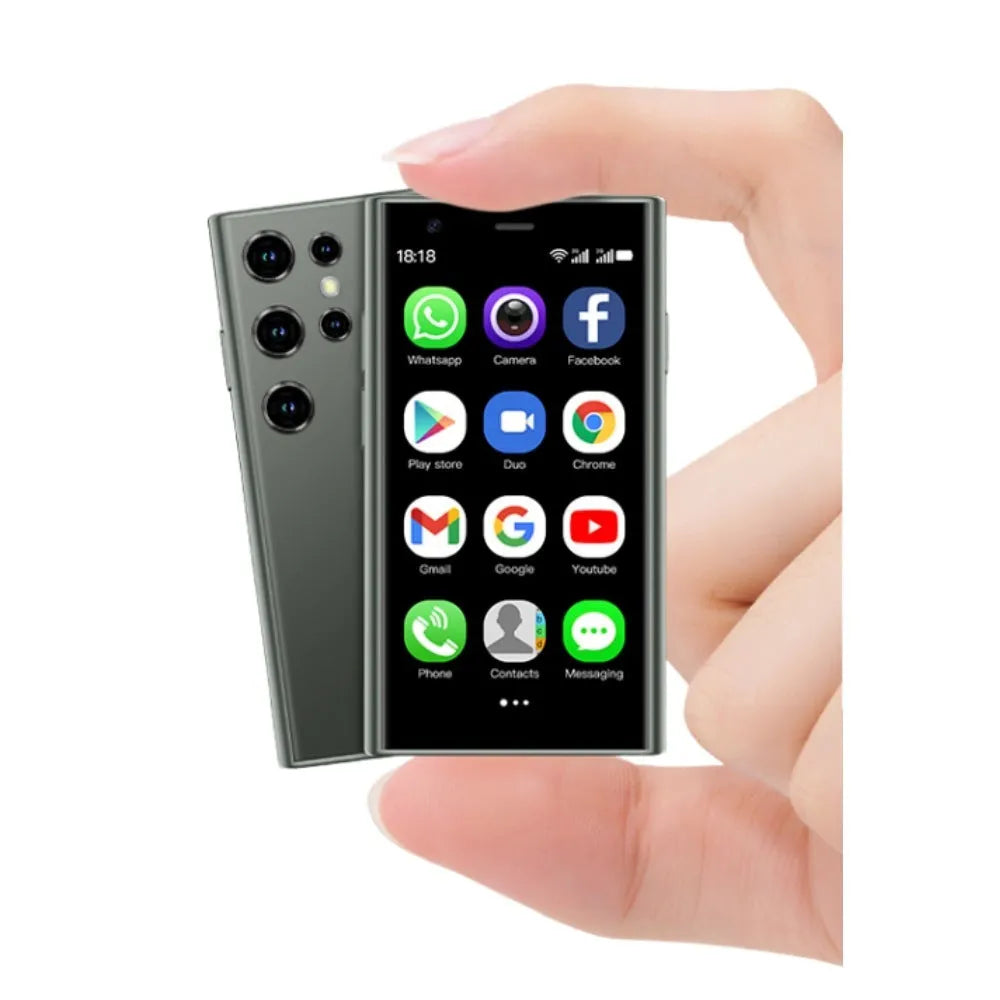 S23PRO XS15 mini smartphone in Black, Green, or Pink Purple colour with a 30cm screen and straight plate design.