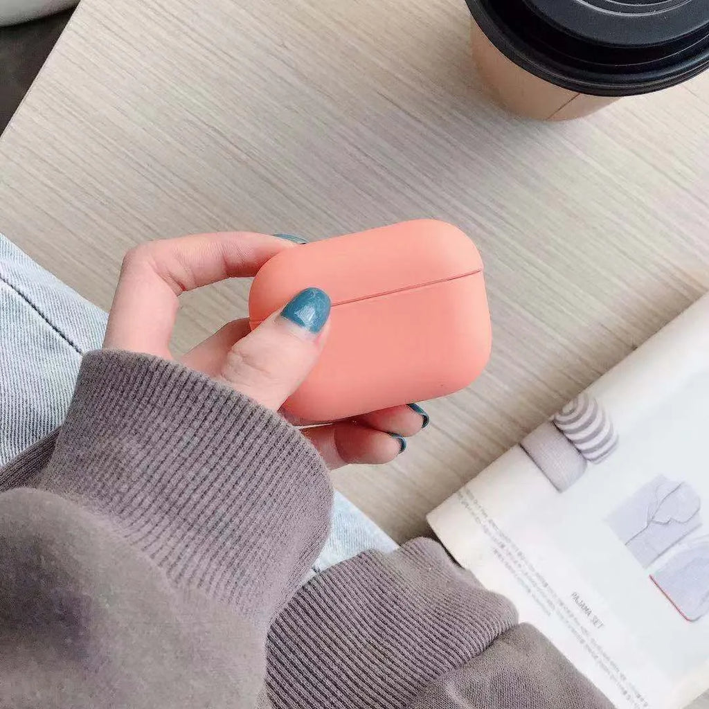Clear plastic protective case for AirPods Pro earbuds in a selection of colours.