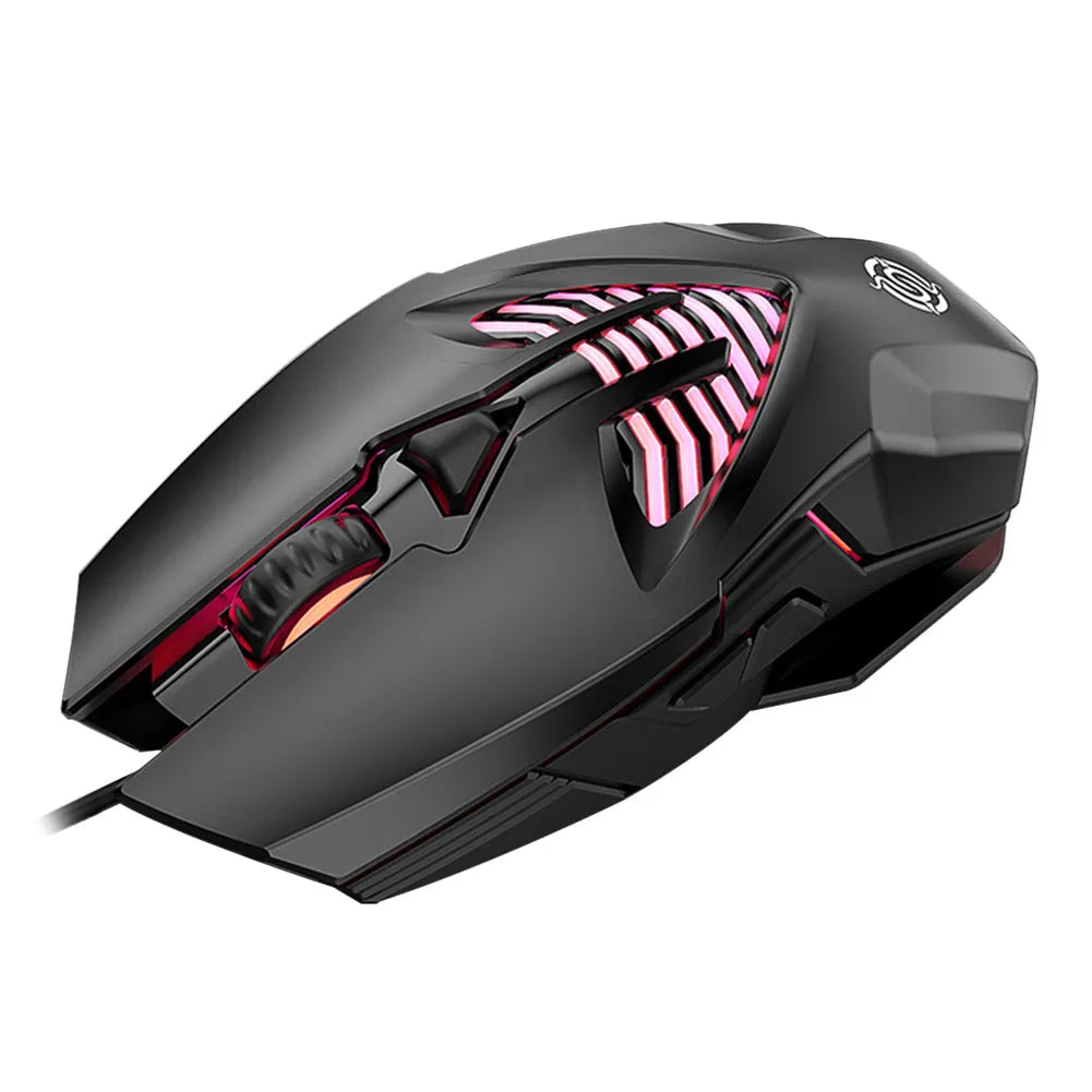 Wired USB gaming mouse with 1600 DPI optical sensor, rat size, black colour, and 1.5 metre cable for office laptop use