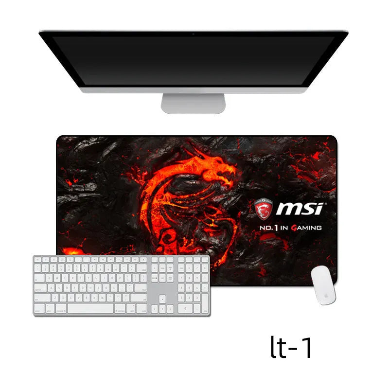Oversized mouse pad with cloth surface, rubber base, locking edge, available in sizes 30x60cm to 40x90cm and 2mm or 3mm thickness