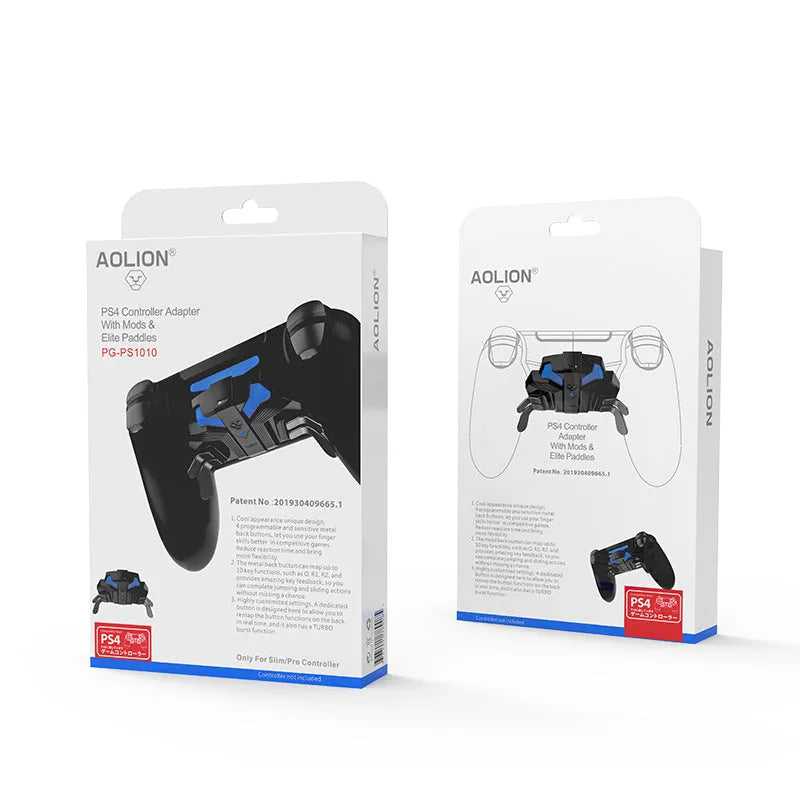 PS4 gamepad back button attachment with 3-metre black cable connected to a PS4 controller