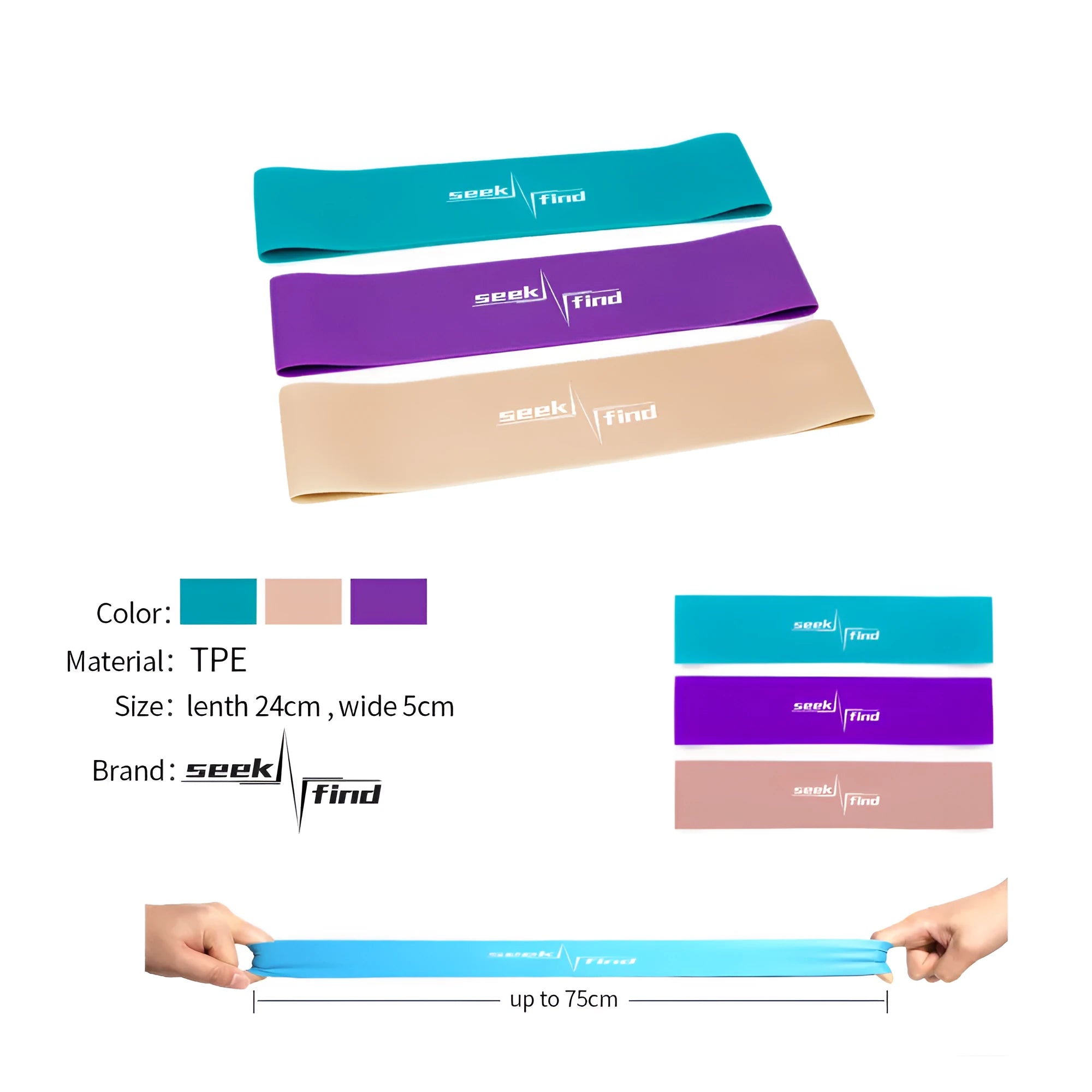Resistance band set in ArmyGreen and Khaki made from TPR material for yoga and home fitness