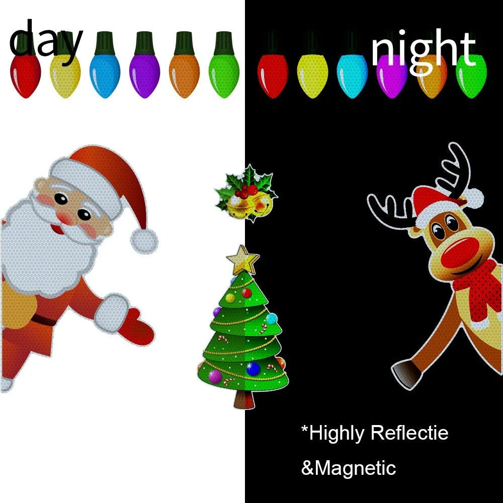 Medium Christmas elk reflective magnetic car decoration sticker in colour RFM025