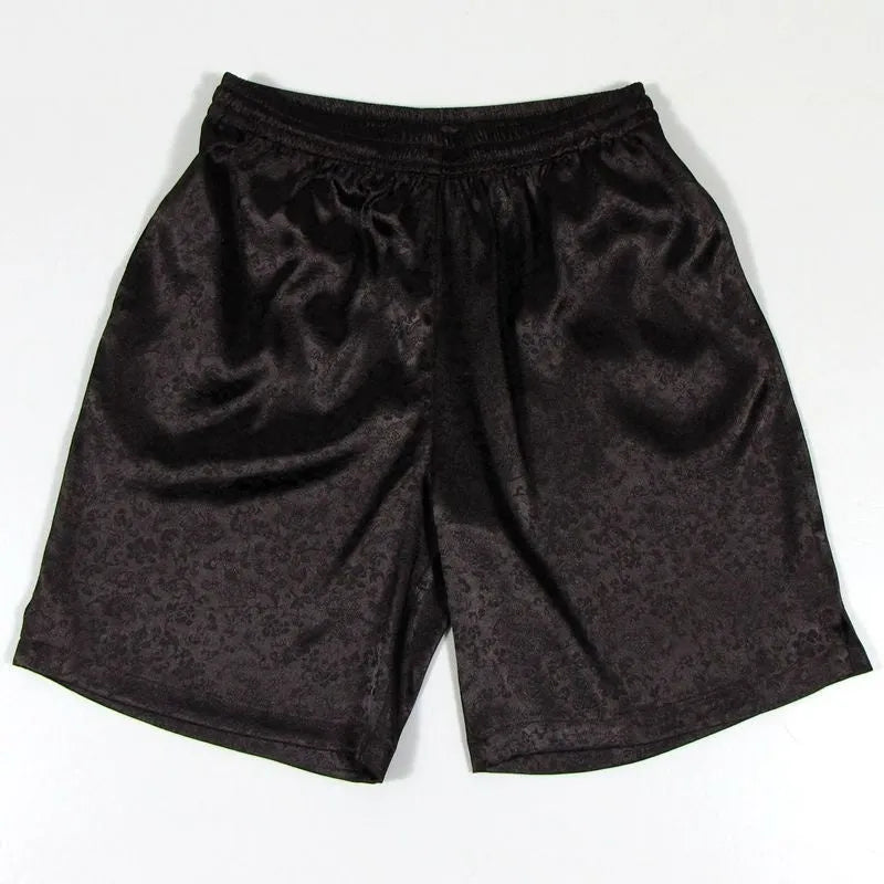Men's black elastic waist Tai Chi shorts with drawstring for martial arts practice