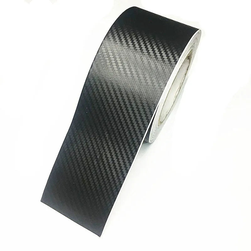 Matte carbon fibre adhesive protection roll for car door sills in multiple width options
