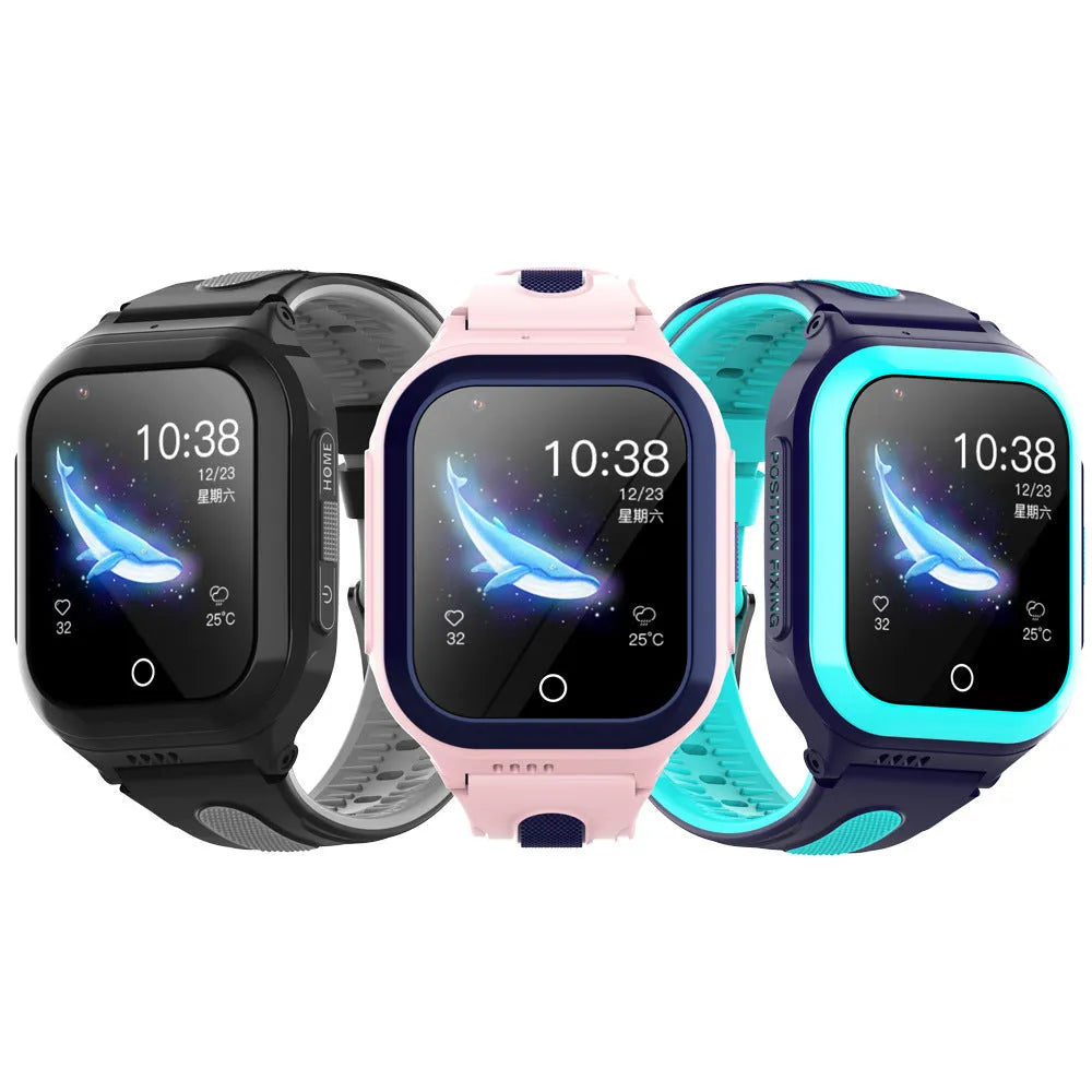 4G children's smart watch with video call, 1.4 inch screen, silicone strap, black colour option