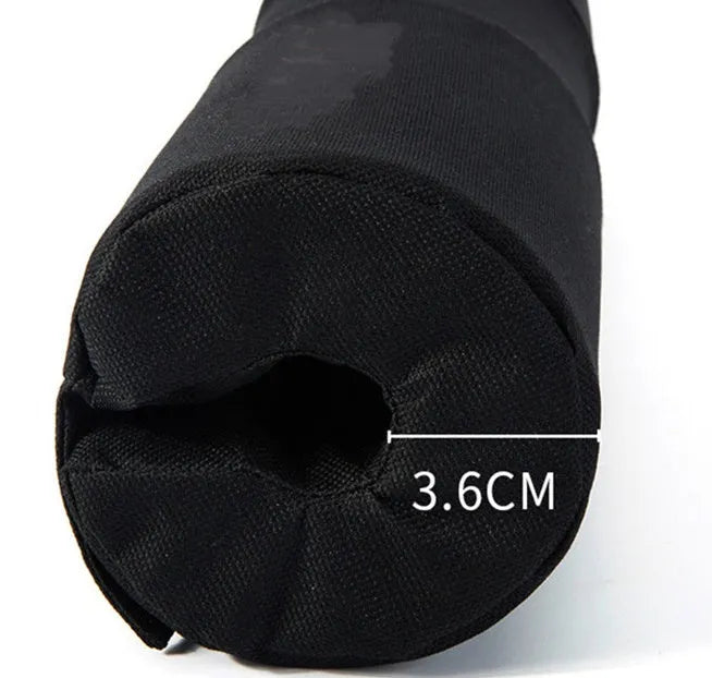 Black 45cm polyester barbell sponge cover for shoulder and neck cushioning during weightlifting and squats