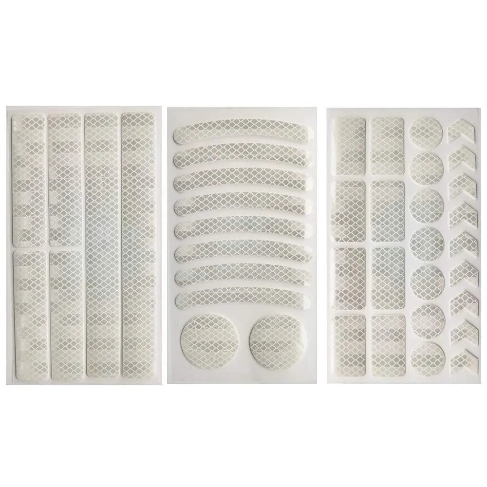 Bicycle reflective safety tape with grid pattern measuring 11.5x21cm in four colour options