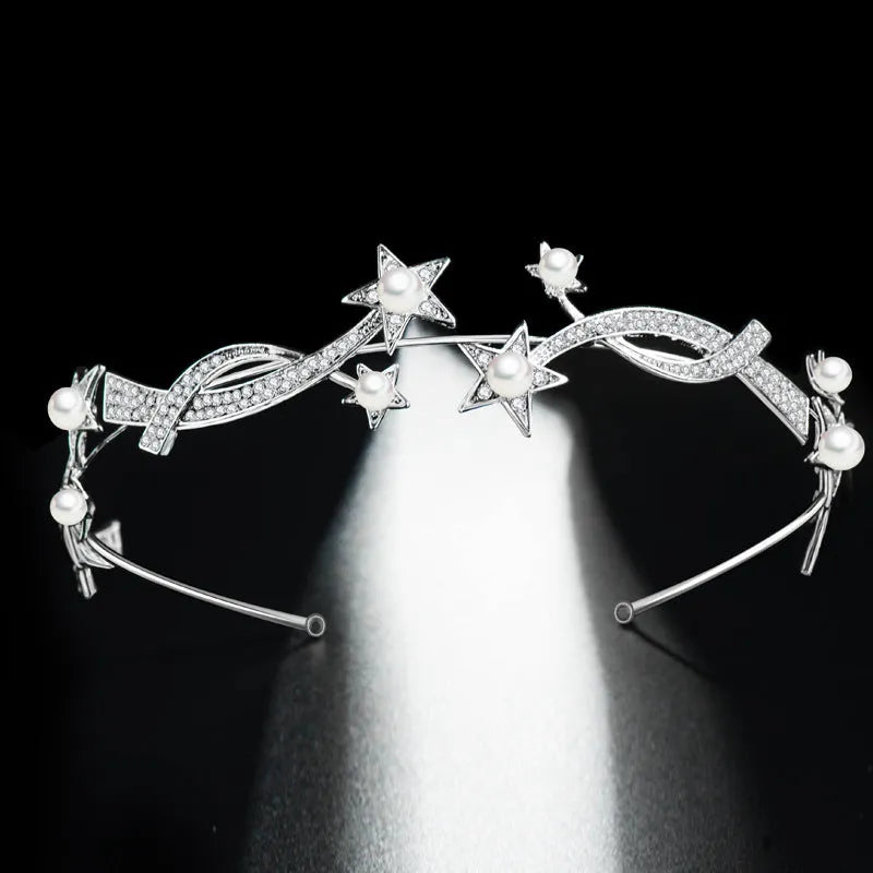 New Princess XINGX bridal crown headband alloy wave shape electroplated finish 28cm long 3.5cm wide default colour