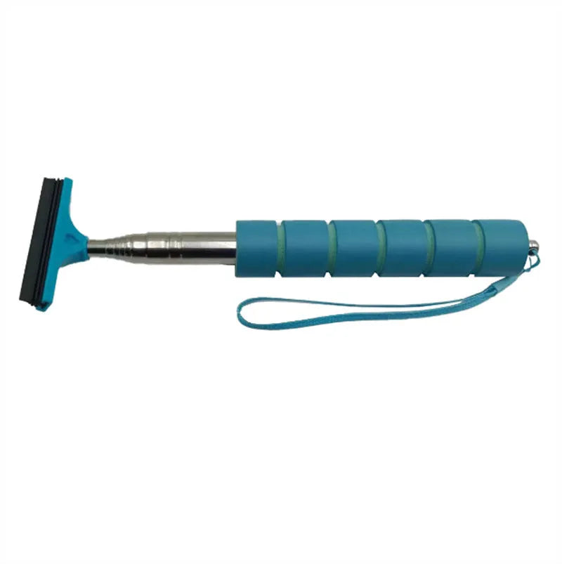 Retractable stainless steel car rearview mirror wiper extended to show 100cm length and rubber blade.