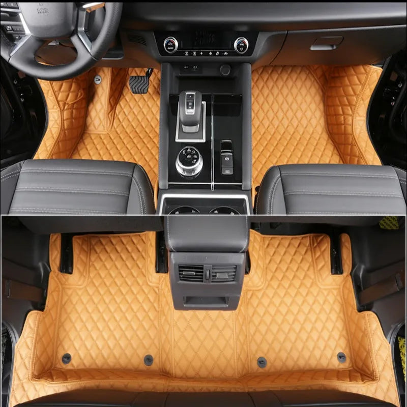 Custom-fit PU floor mats for a 2023 Mitsubishi Outlander five-seat car interior.
