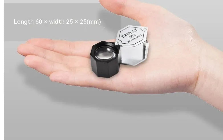 Handheld portable magnifying glass with metal optical glass lens for jewellery and coin inspection
