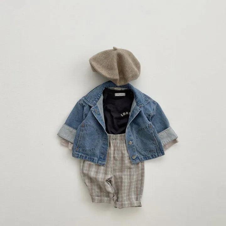 Ins Korean Baby Trousers Plaid Pants for Spring and Autumn Cotton Mid Waist Striped Colour Block Trousers Suitable Height 66cm 73cm 80cm 90cm 100cm Orange Gray Green Plaid