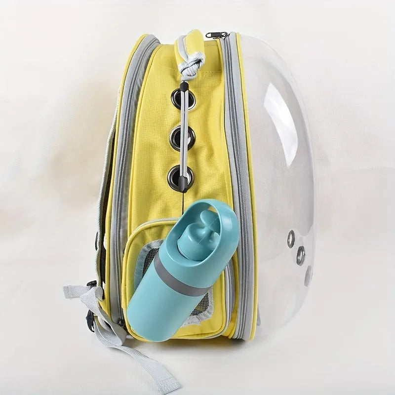 Blue portable dog poop scooper with built-in bag dispenser, clip-on design for leash or harness, 2.7 x 7.4 inches