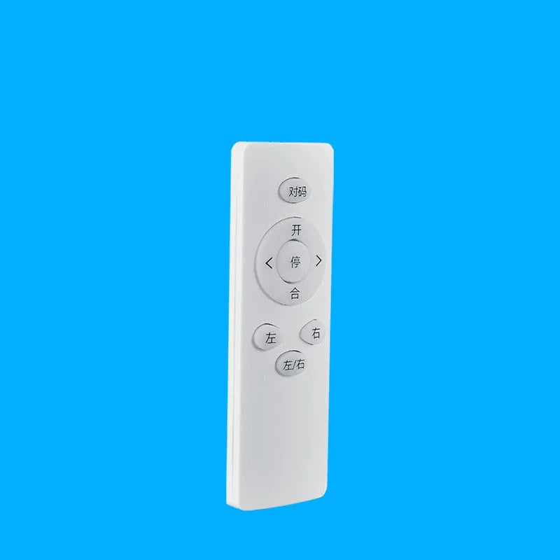 Electric curtain motor kit components including motor, remote control, aluminium track, and silent pulleys.