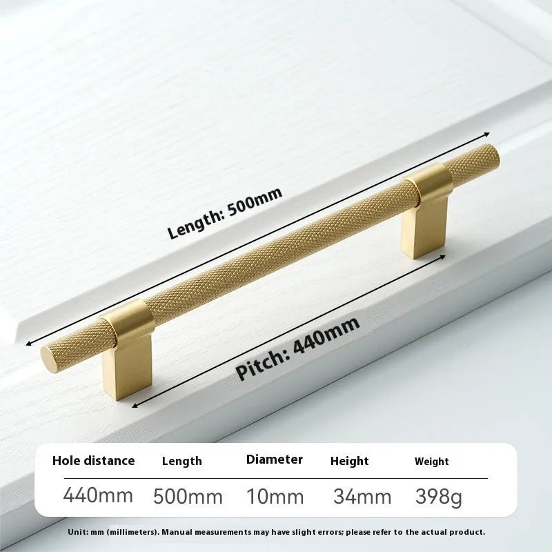 Brass knurled cabinet handle with polished sealed glaze finish in American style